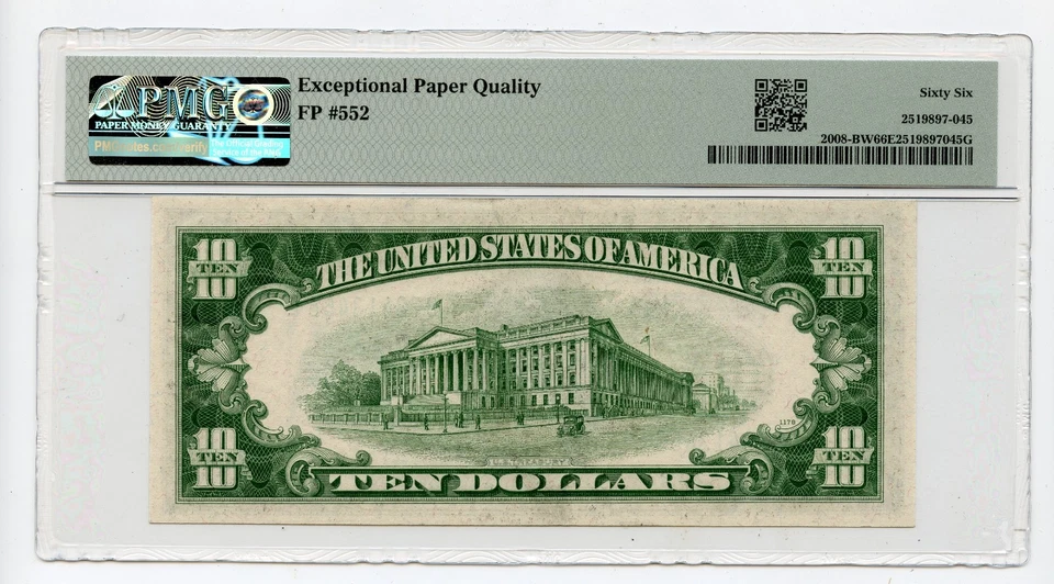 1934C $10 Federal Reserve Note New York BE Block PMG GEM UNC 66 EPQ - Image 2 of 2