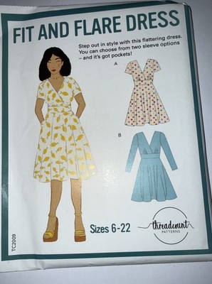 Threadcount 2009 Schnittmuster Fit and Flare Sommer Tee Kleid 6-22