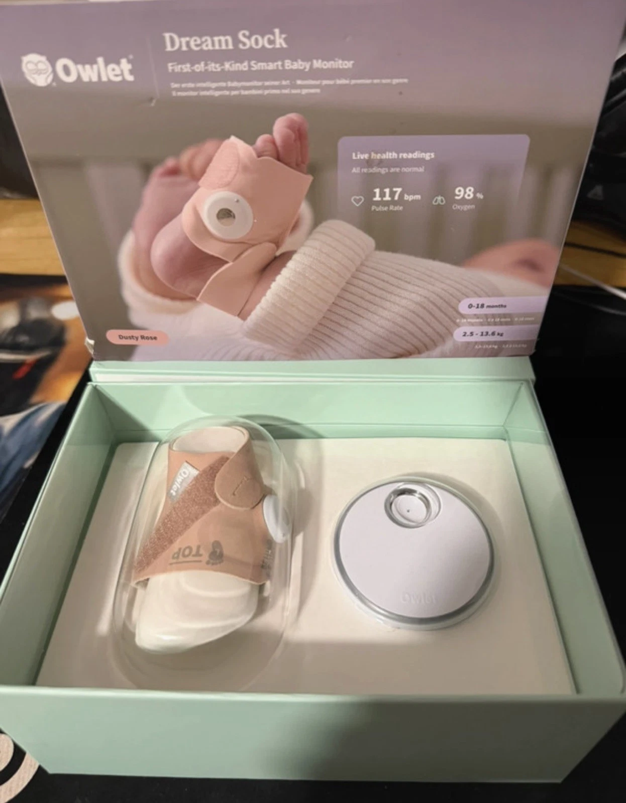 Owlet Dream Sock Baby Monitor - Dusty Rose