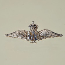 RAF Sweetheart Brooch WW2 Wings and Crown Chrome and Enamel
