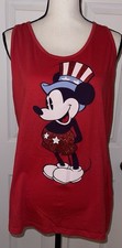 Women's Red Disney Tank Top Crew Neck USA Flag Mickey Mouse print XXL