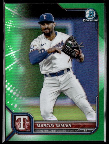 2022 Bowman Chrome Green Refractor Marcus Semien Rangers #32 - Picture 1 of 2