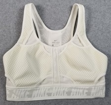Nike Sports Bra Women  s Medium White UltraBreathe Swoosh Scoopneck Lined Stretch