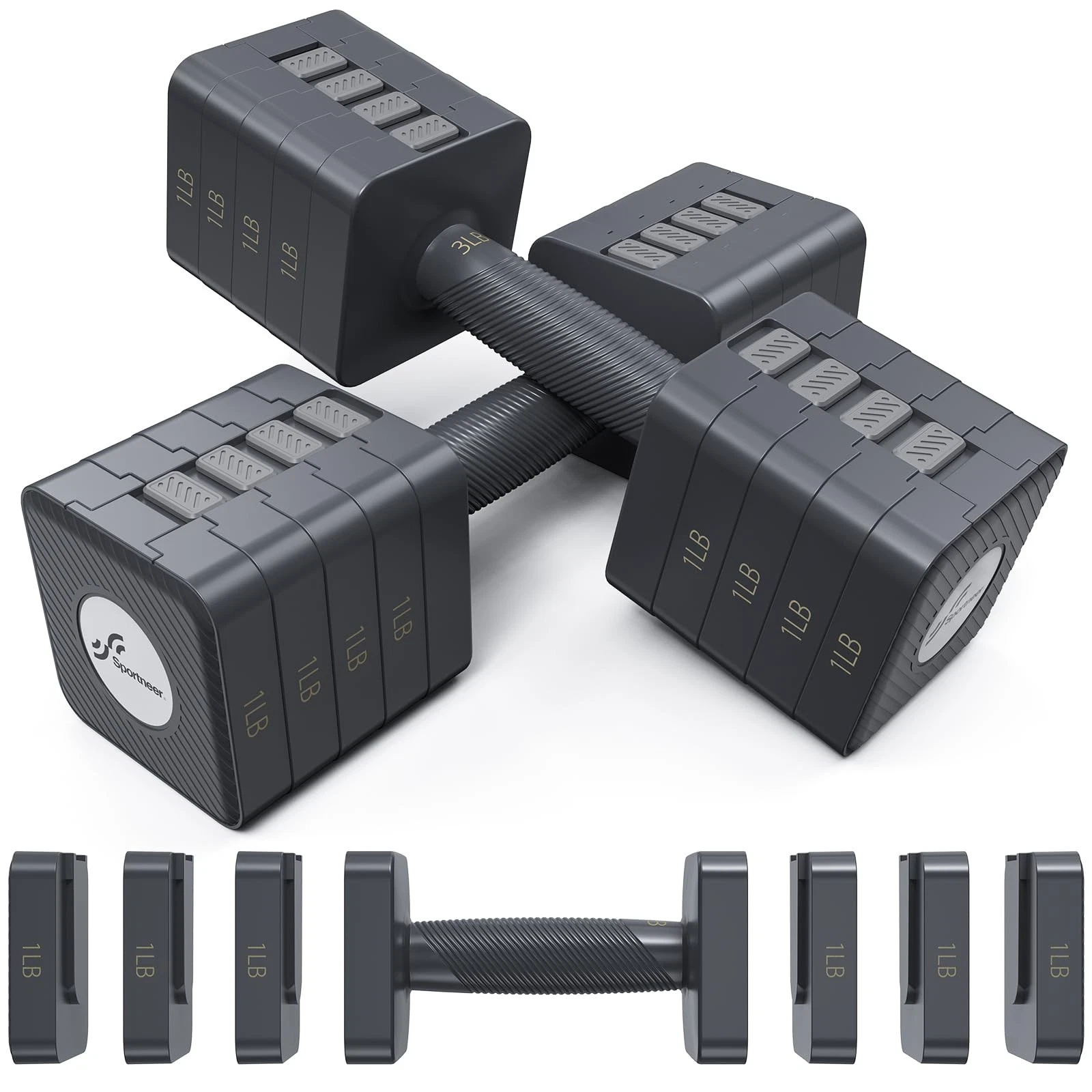 Adjustable Dumbbells 5 in 1 Weight Set 10 LB (2 Pack) - Home Gym Exercise