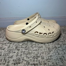 Crocs Cream Baya Classic Platform Clogs Size 7 Women  s