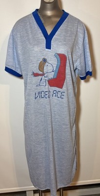 Vintage Sears Snoopy Red Baron Nightgown Sleep Shirt Adult XL 70 s 80 s Charlie