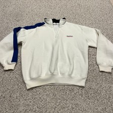 Vintage Nautica Competition Quarter Zip Pullover Sweatshirt Sz M White Blue
