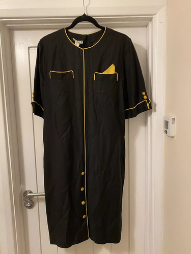 Celine, Abito vintage Celine nero e giallo taglia 14 Eu 42