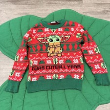 Star Wars 3T Baby Yoda I Was Cute All Year Knit Christmas Sweater Ugly Sweater