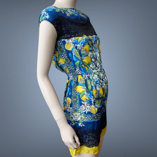 Dolce Gabbana Majolica lemons Floral printed silk Dress Size XS - Picture 8 of 16