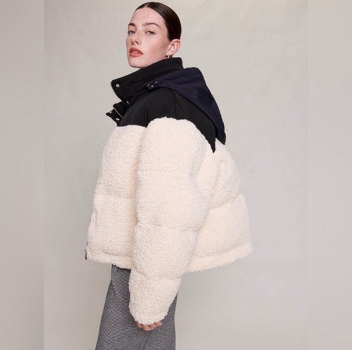 Maje Quilted Faux Shearling Hooded Jakcet US4/6