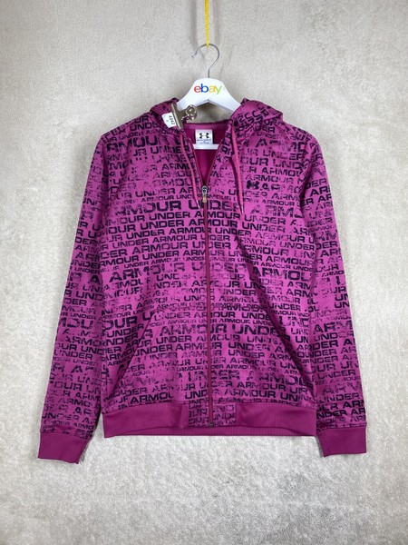 Under Armour Hoodie Zip up Sweatshirt Jacket Size SM Womens Pink Long Sleeve