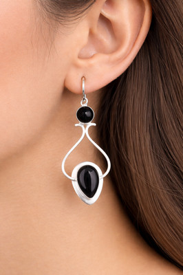 Natural Black Tourmaline Gemstone Earrings 925 Silver Handmade Dainty Jewelry