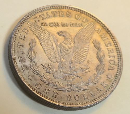 1899 0 and 1921 Morgan Silver Dollars, circulated, good detail, collectible - Picture 2 of 4