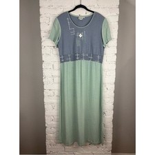Vintage K.D. Spring Blue & Mint Short Sleeve Dress S