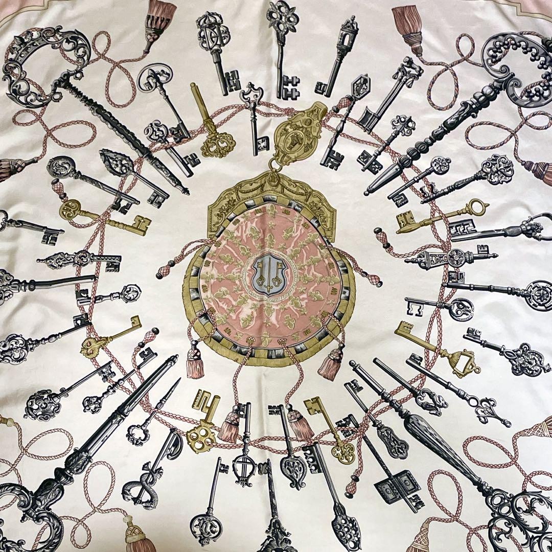 HERMES Carre 90 Scarf Large Les Cles Pink