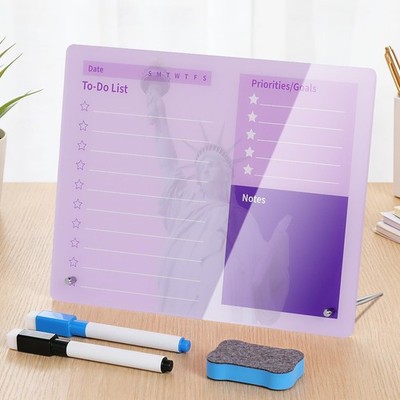 Desktop Acrylic Dry Erase Board, 12x10 inches to-Do List Planner, Tabletop Wh...