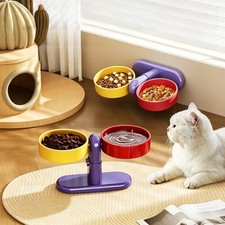 Adjustable Elevated Cat Bowl Set, Raised Food...