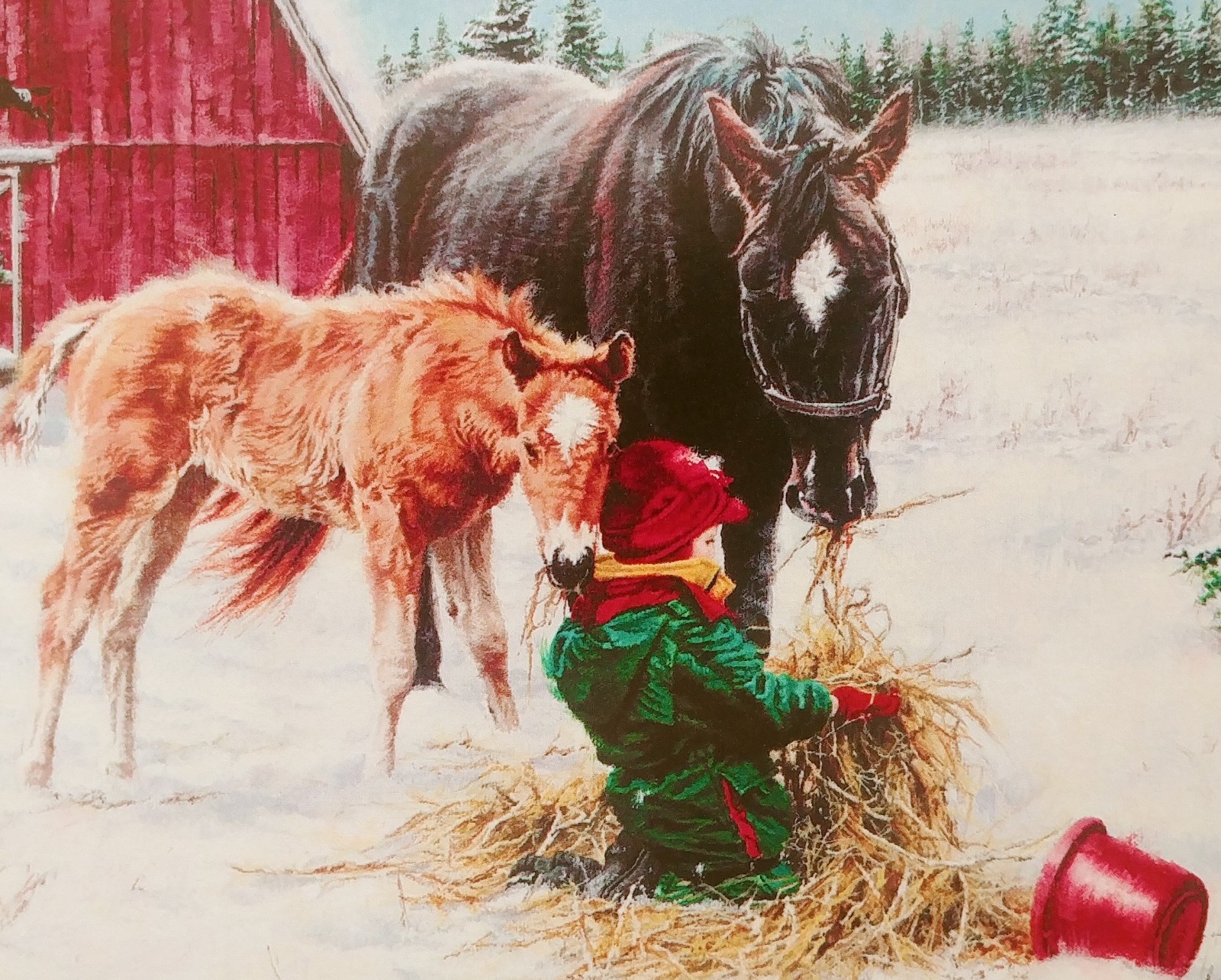 "Western Kiddos" (4) Leanin Tree Christmas, New YR Cards, New With (4) Envelopes