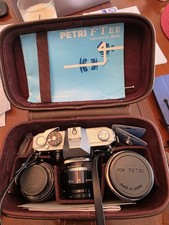 Petri FTEE 35mm camera with three lenses, case - Vintage, original owner