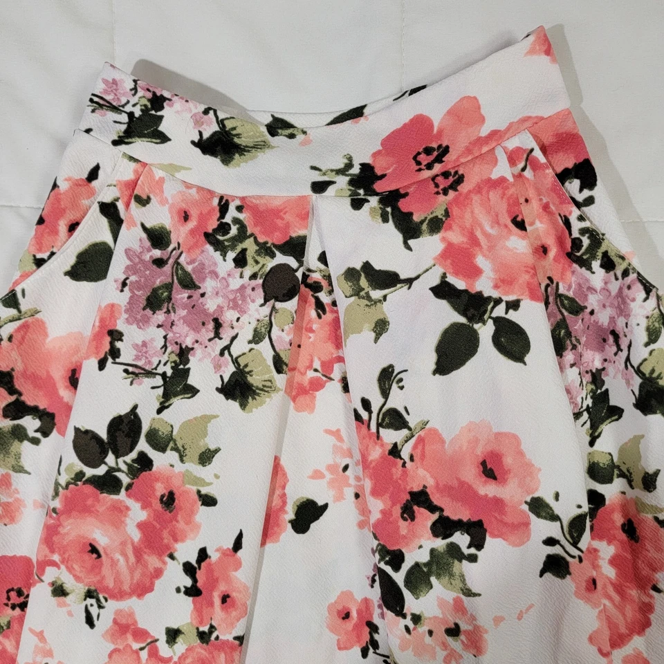Falda Agnes & Dora Midi Multi Plisada Talla XXS Floral Rosa Blanco Verde Elastizada  Foto 3 de 4