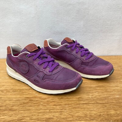 🔹🎈 Womens Ecco CS14 Leather Retro Trainers Shoes Sneakers Purple Size 39 