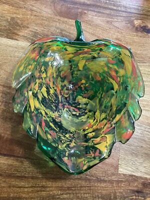 Svoboda Belgian Art Glass Baine LeCompte Leaf Shaped Bowl