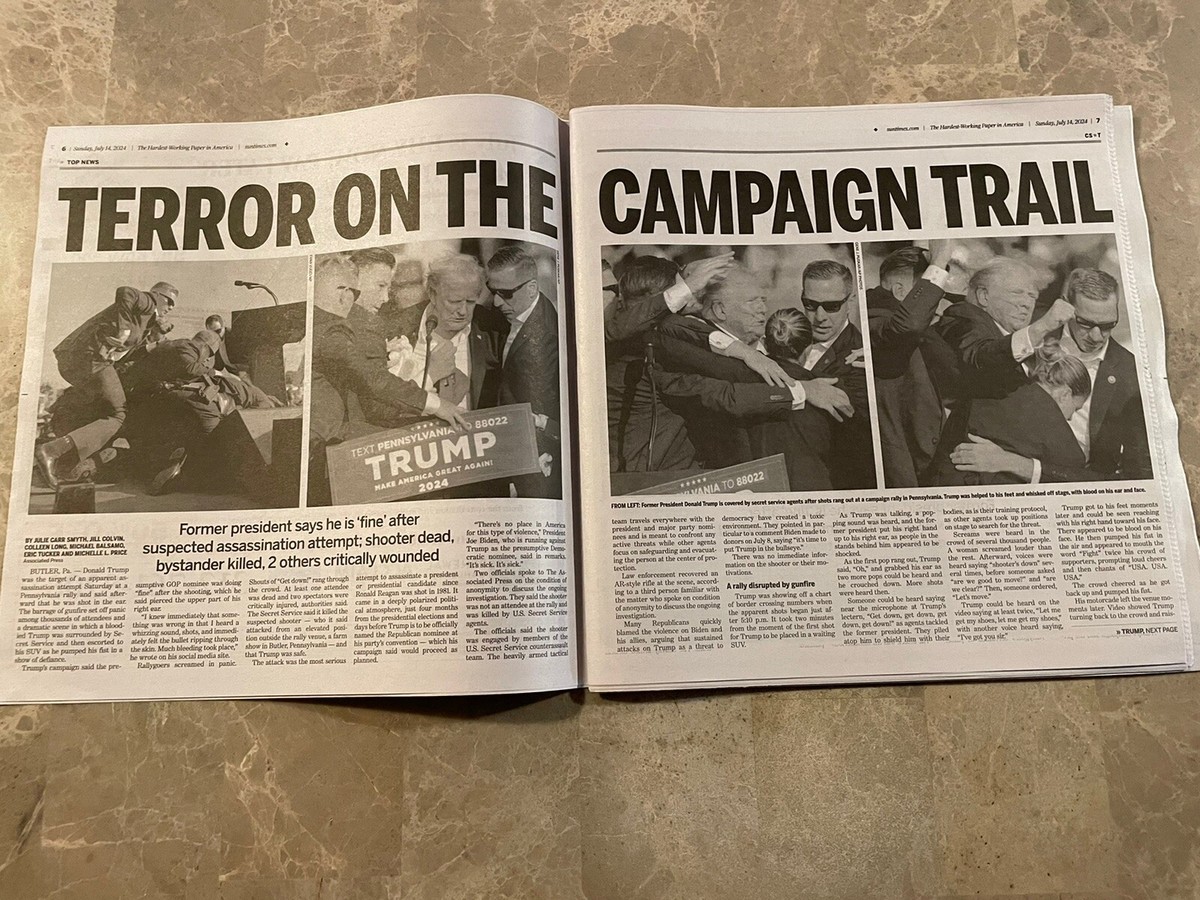 sk　「僕の夢はカーボーイ」　「TRUMP」　「Newspaper」 Chicago Sun-Times President Donald Trump Shot Assassination