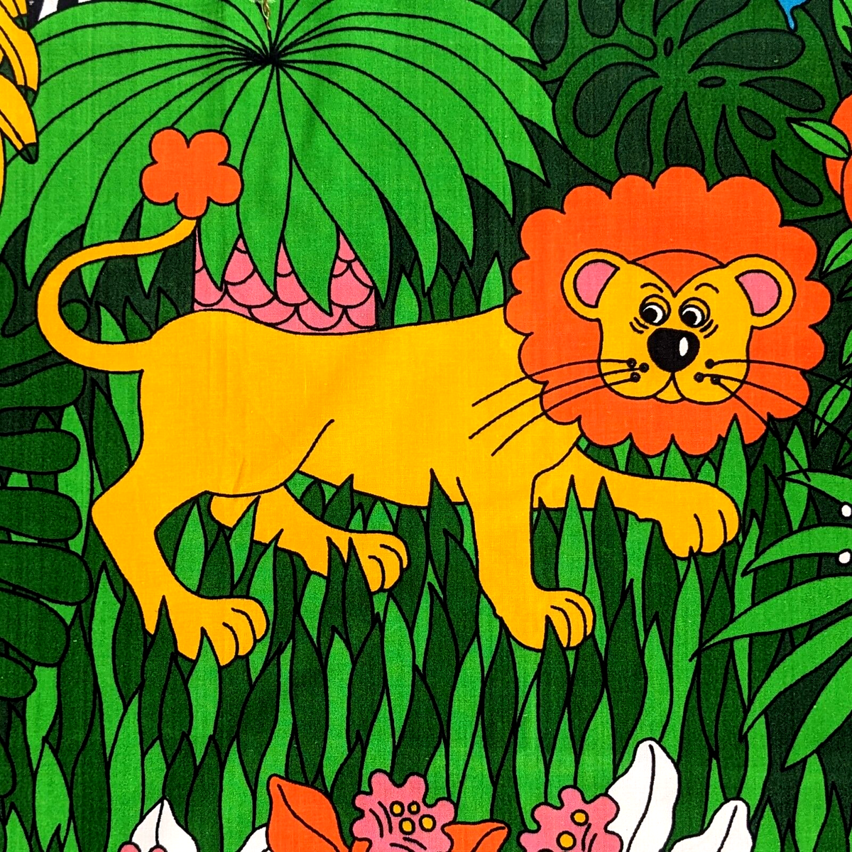 Vtg Suzanne Engel Almedahls Sweden Bongo Bongo Jungle Print Fabric