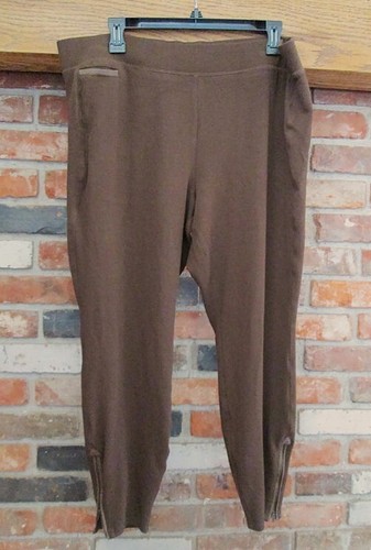 J Jill zip ankle leggings womens XL brown hi rise pull on elastic waist stretch