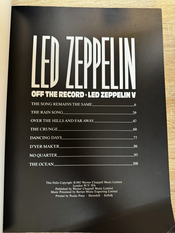 Led Zeppelin, 5th Album, Off The Record, Songbook, 1992, England - Image 2 of 4