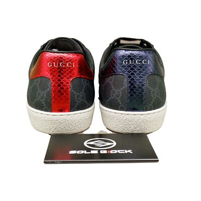 Size 9 - Gucci Ace GG Supreme Black Grey for sale online | eBay