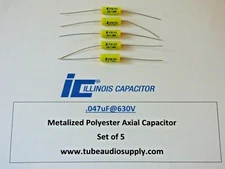 illinois POLYESTER .047uf@630V capacitors, polyester film axial lead, set/5