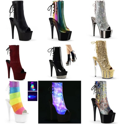Pleaser Heels 7'' Open Toe Platform Ankle Boot Clubwear Pole Dancing Shoe ADO1018