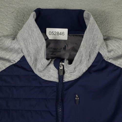 Johnnie O Jacket Mens Size XL Gray Blue Performance Quilted Full Zip Up Coat - Picture 2 of 11