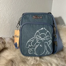 NWT Bioworld Disney Crossbody Bag - Denim Blue - Stitch