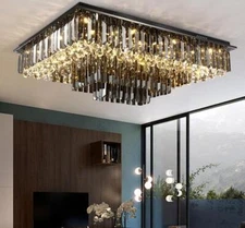 LED Modern smock gray Crystal Ceiling Light Pendant Lamp Chandelier Fixtures yc