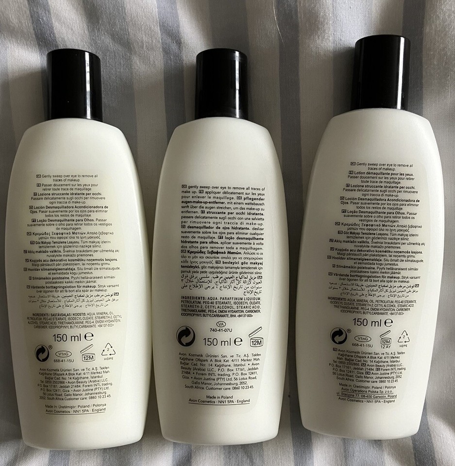 3 x AVON TRUE COLOUR CONDITIONING EYE MAKEUP REMOVER LOTION 150ml
