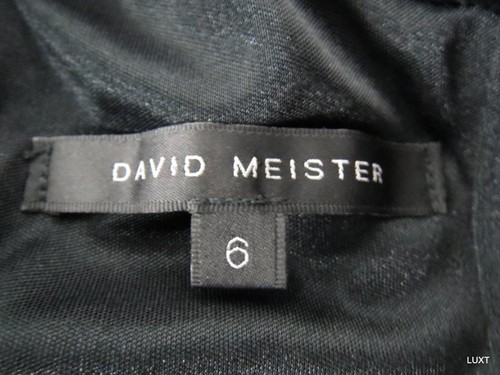 Vestido de Cóctel David Meister Talla 6 M Negro BodyCon Sin Mangas Torcido Acanalado Fiesta - Imagen 2 de 12
