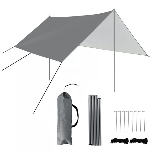 Tarp 3x3M Wasserdicht, Camping Zeltplane, Anti-UV Schnee Regen Sonnen Schutz Set - Bild 2 von 19