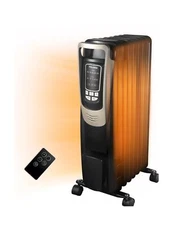 PELONIS Champagne Oil Filled Radiator Heater with Remote and Thermostat, 5 Te...