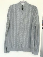 Tasso Elba Mens Sweater  Gray Size XL  Quarter-Zip Calbleknit Pullover Sweater