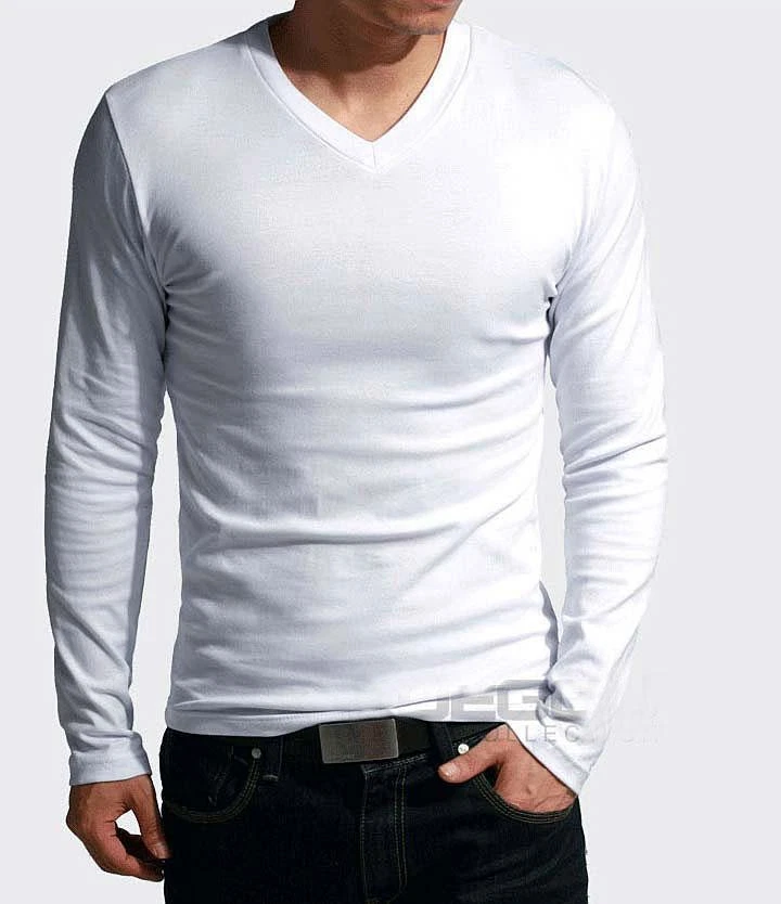 v shape t shirt full sleeve white