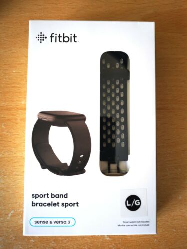 Genuine Fitbit Sense &amp; Versa 3 Sport Band- Black - Large. BRAND NEW IN BOX