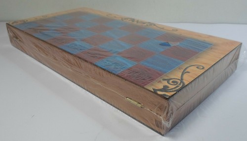 BACKGAMMON - CHECKERS GREEK TAVLI 15'' WOODEN BOARD GAME MISP SEALED F - Picture 6 of 11