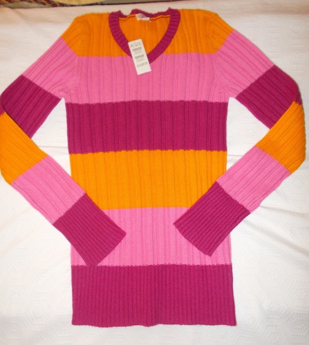 Old Navy The Childrens Place Girls XL set of 2 Stripe Sweater Pink Shirt 14 New - Picture 3 of 4