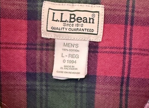L. L. BEAN Red Tartan Plaid Brushed Flannel Nightshirt Pajamas Sleep Men's L Reg - Picture 3 of 3