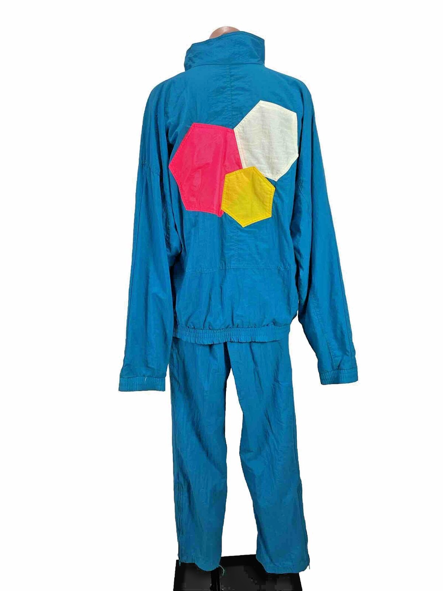 VINTAGE 80s PUMA 2 Pc Neon Tracksuit Full Zip Jacket Pants Y2K