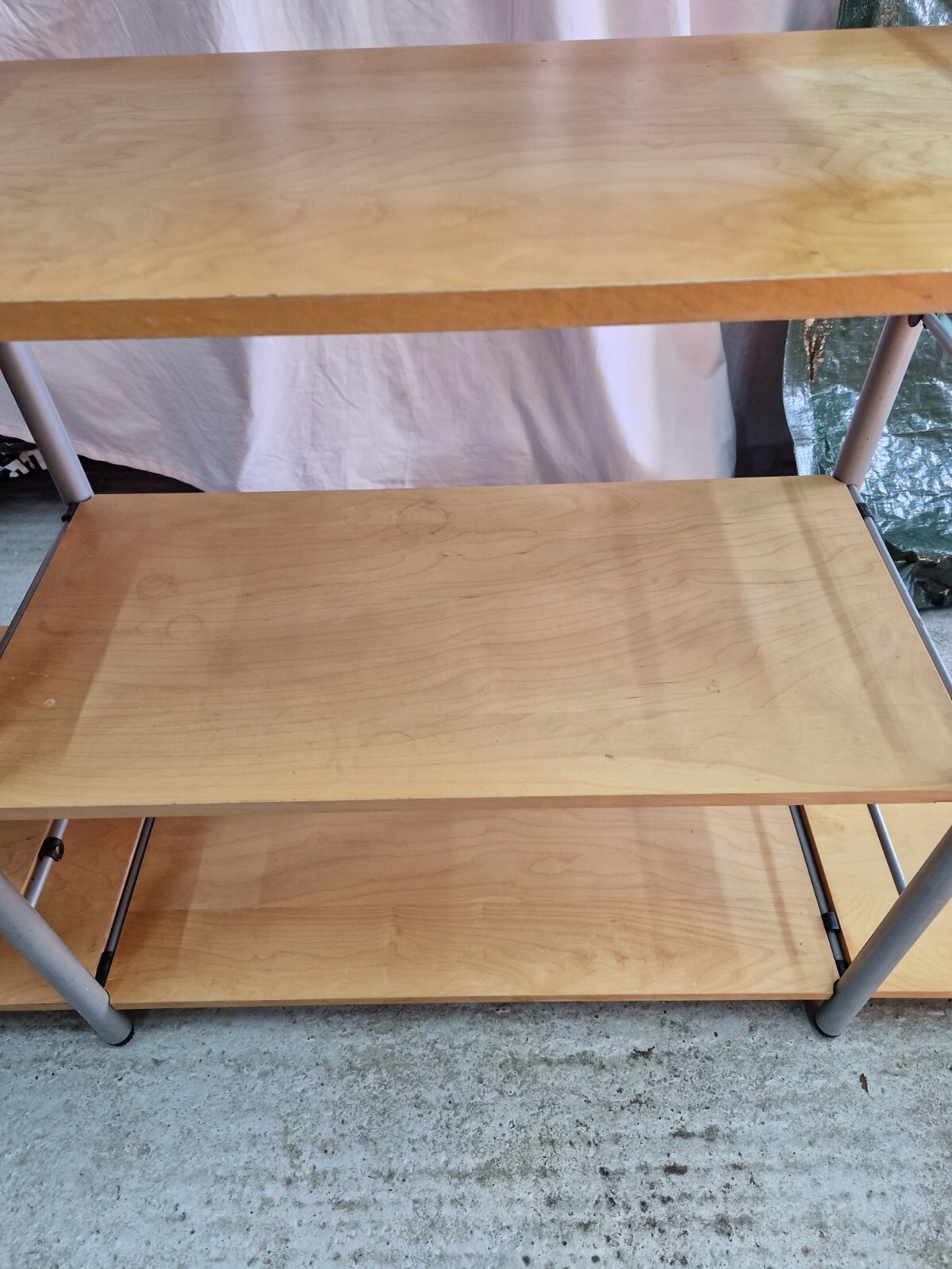 Vintage IKEA NIKLAS shelving unit BIRCH Glass & Solid shelves like