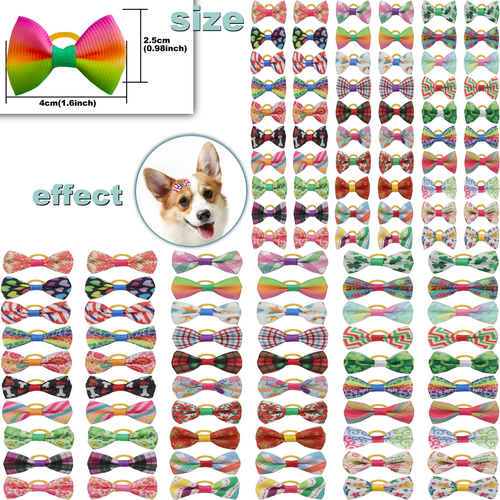 Dog Bows with Rubber Band Pet Hair Bows Puppy Small Dog Girls Bowknot